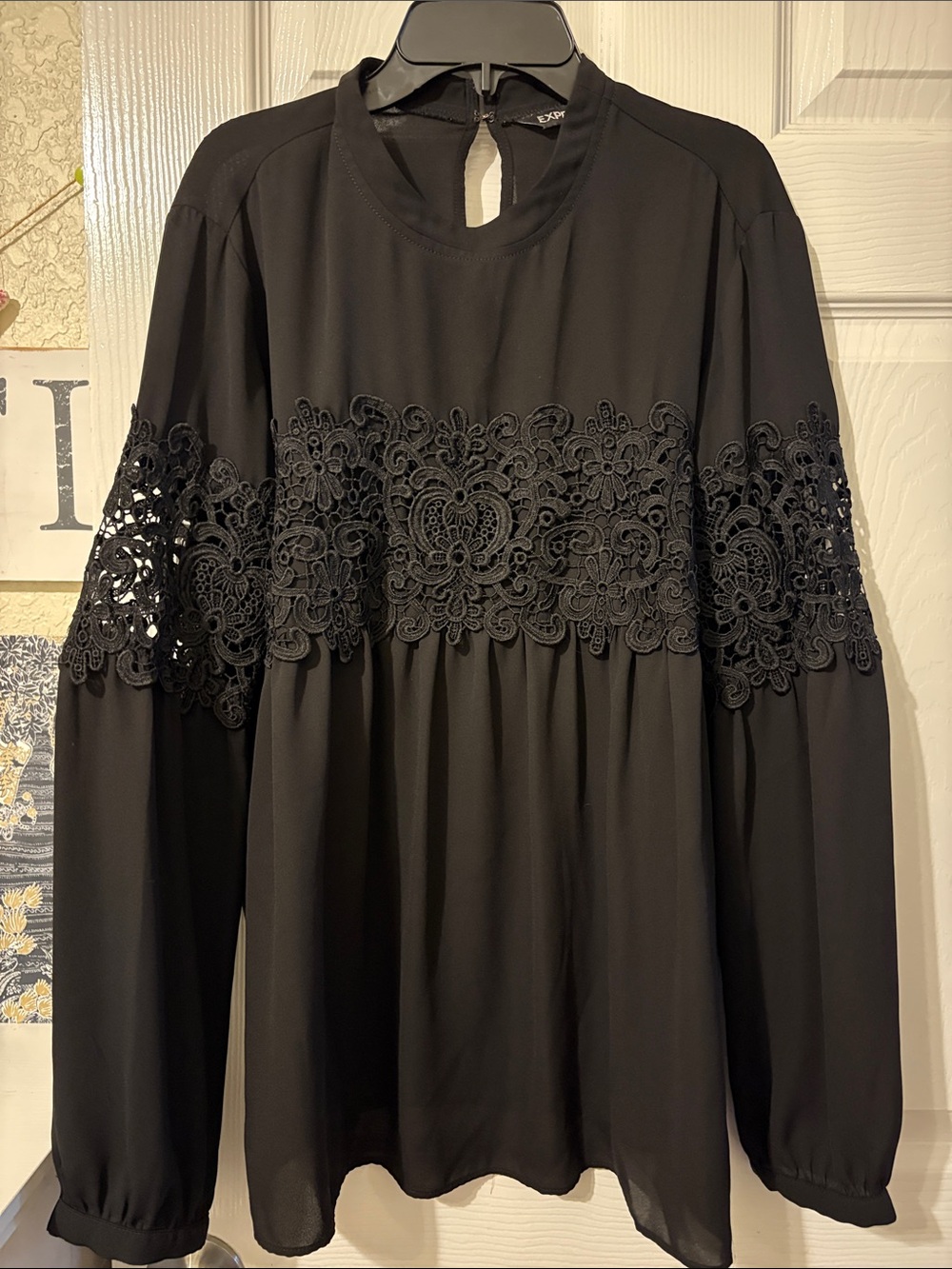 Express Black Crewneck Blouse